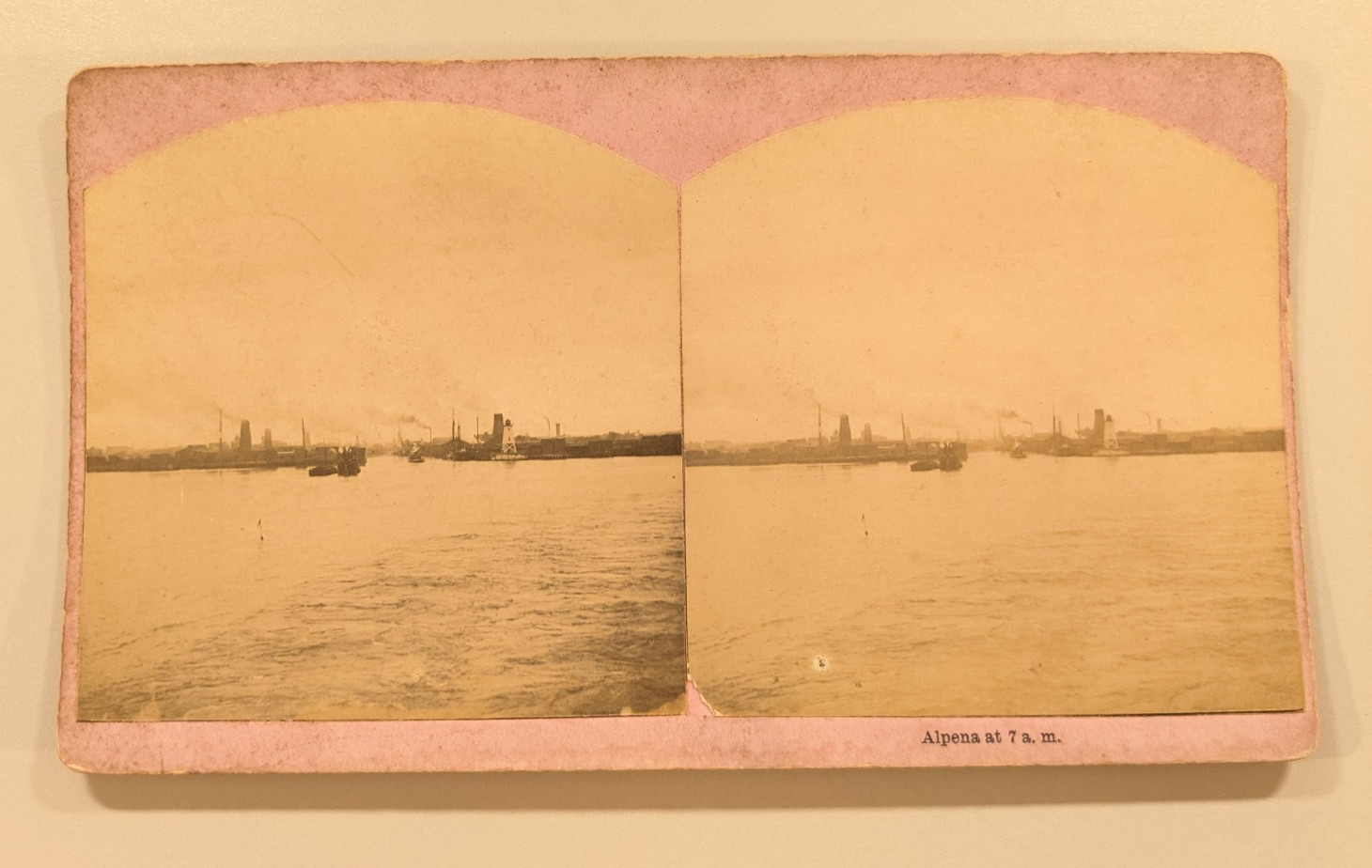 Alpena at 7 a.m. Stereoview Photo Michigan ? M.W. McDonald of Galion Ohio