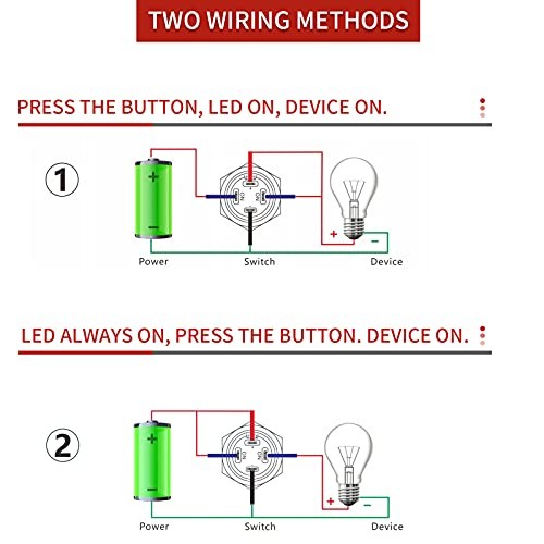 19mm Momentary Push Button Switch, 10A 1NO Stainless 12-24V LED High Round