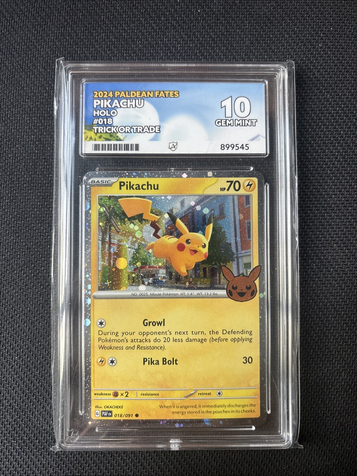 Pokémon Pikachu TCG Trick or Trade Stamped Card 018/091 ACE 10