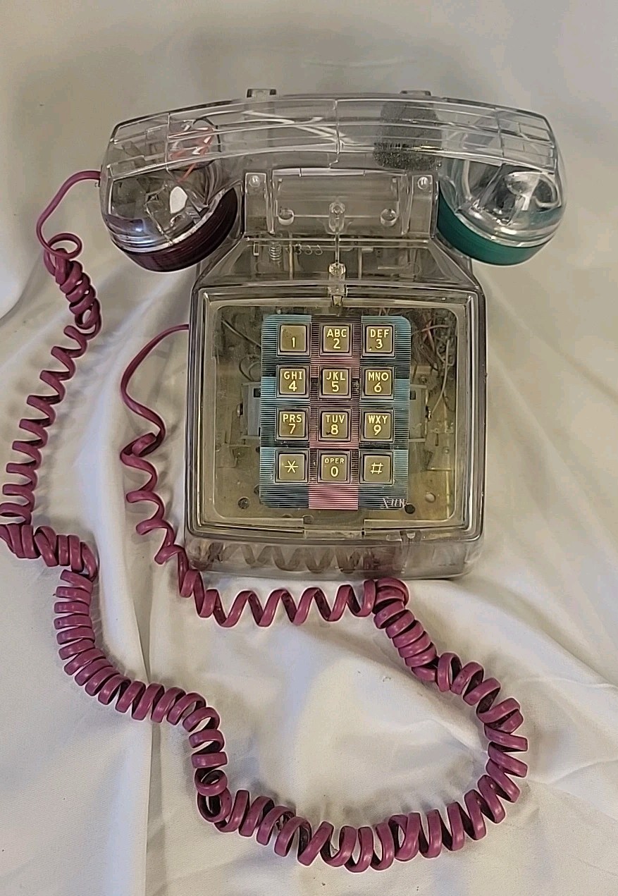 Vintage Cortelco Transparent/Clear ITT Retro Corded Push Button Desk Phone Rare