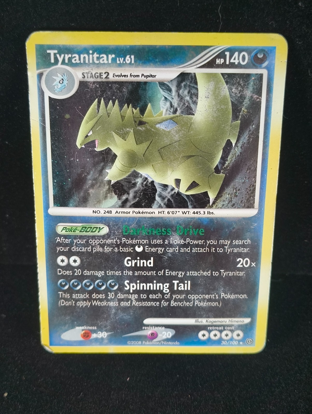 Pokémon TCG Tyranitar 30/100 D&P Stormfront Holo Exclusive Cosmos Rare