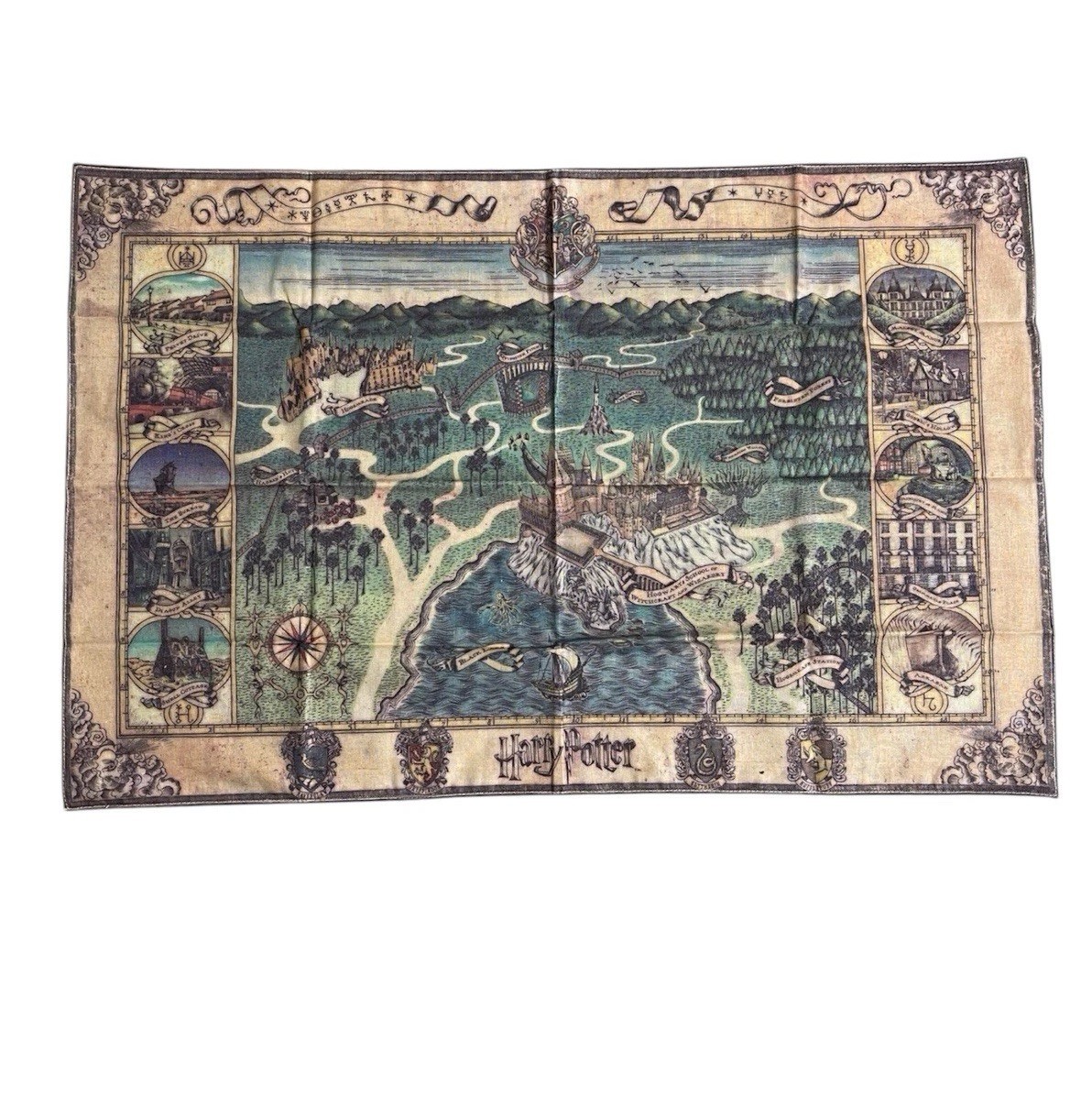 Harry Potter Canvas Wall Map, Hogwarts Map 36″ X 24″ With Hanging Loops 2012