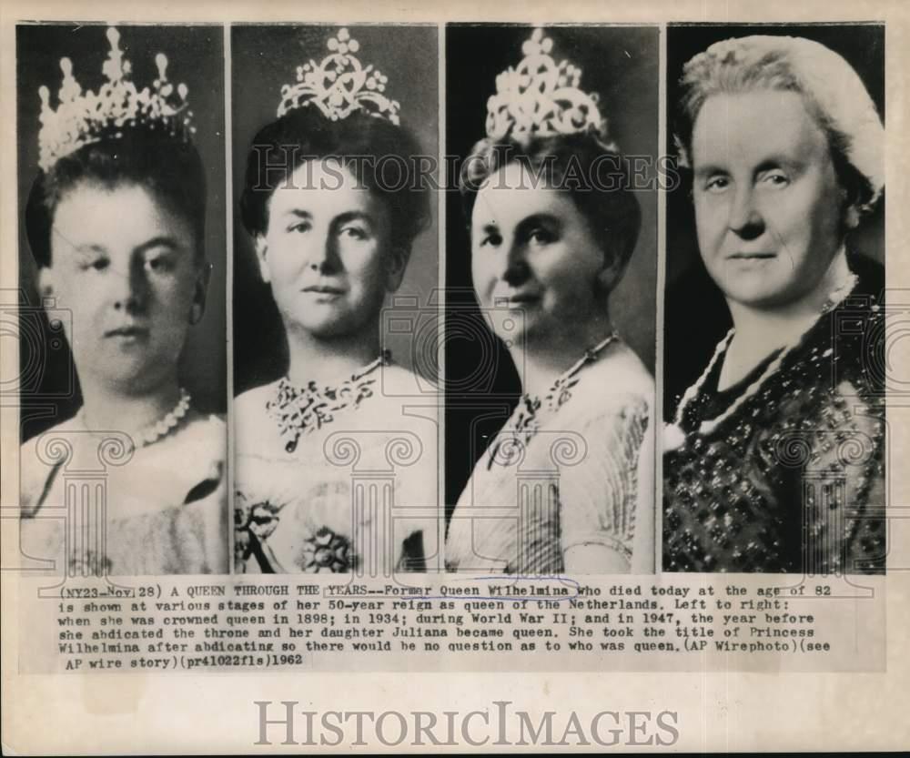 1962 Press Photo Former Queen Wilhelmina Of The Netherlands At Various Ages