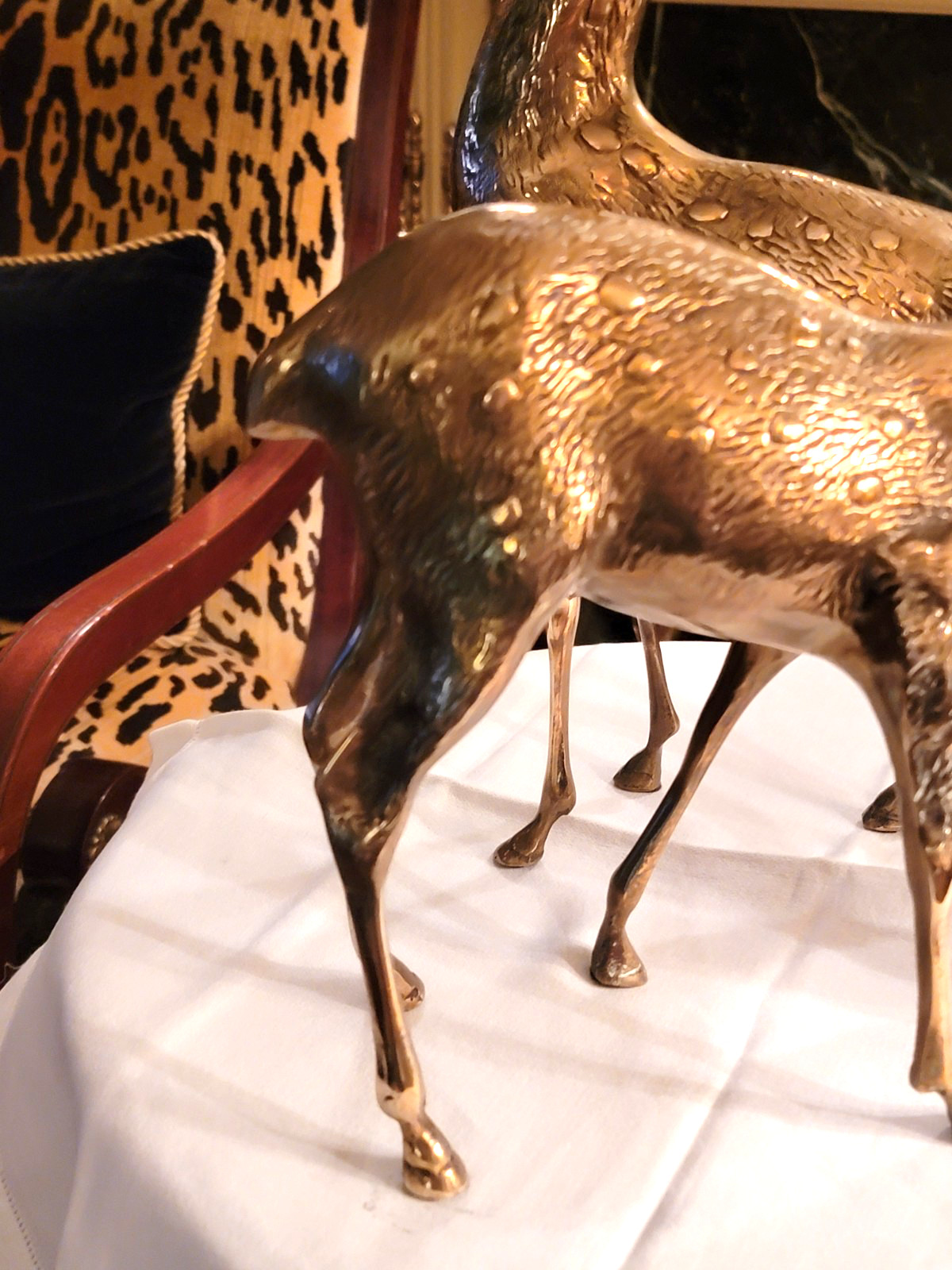 STUNNING! LARGE VINTAGE SOLID BRASS BUCK & DOE, 14”H X 10”L