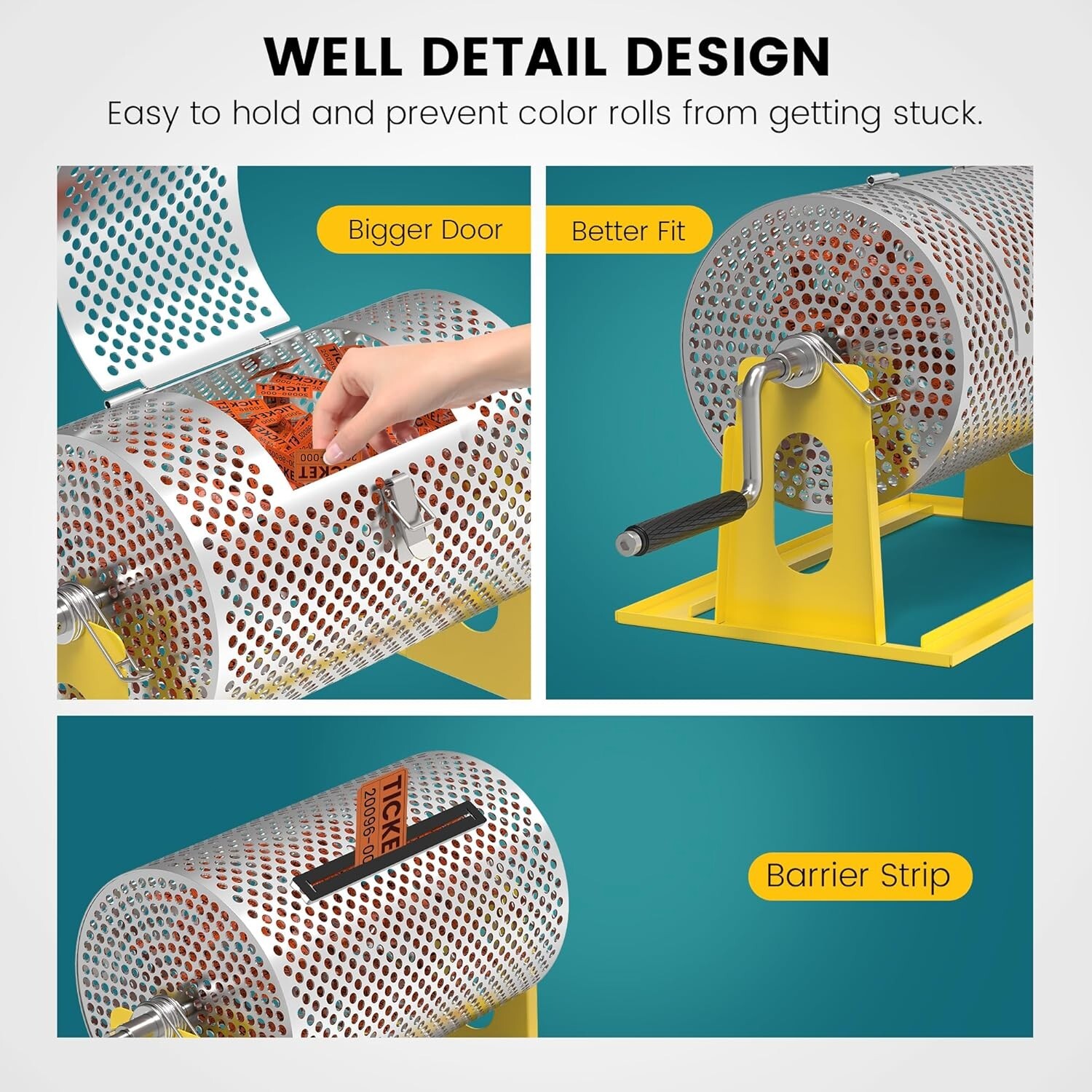 Raffle Drum,Raffle Ticket Spinner Drum,Large Capacity Raffle Wheel SpinnerYellow