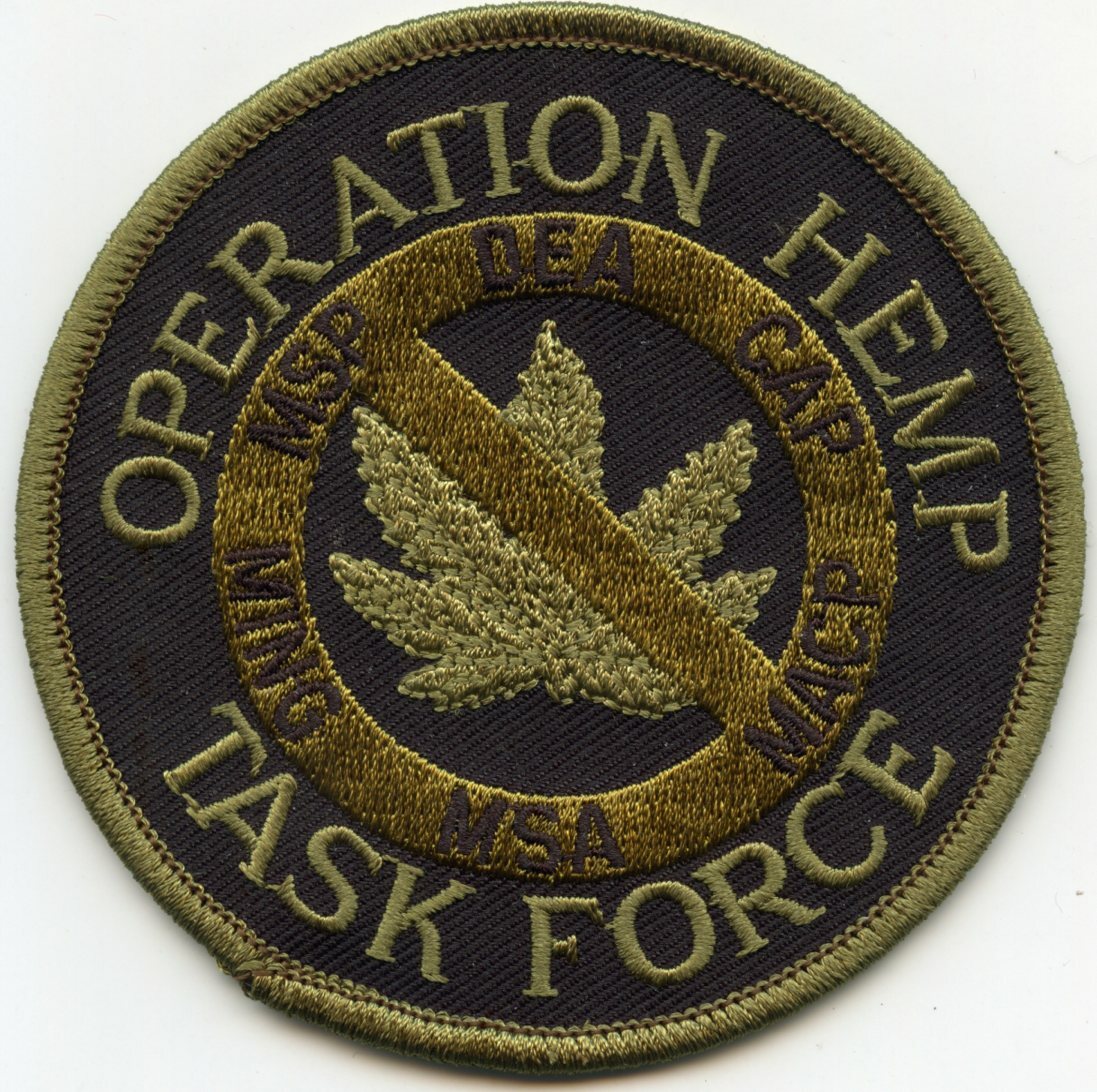 DEA OPERATION HEMP TASK FORCE MARIJUANA subdued green NARCOTICS POLICE PATCH