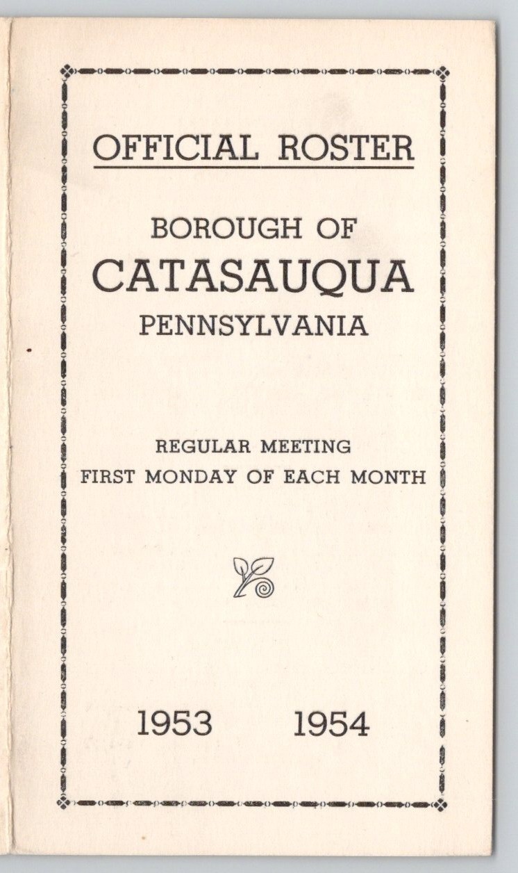 Catasauqua PA Official Roster 1953 1954 Councilmen Officers Police Chief