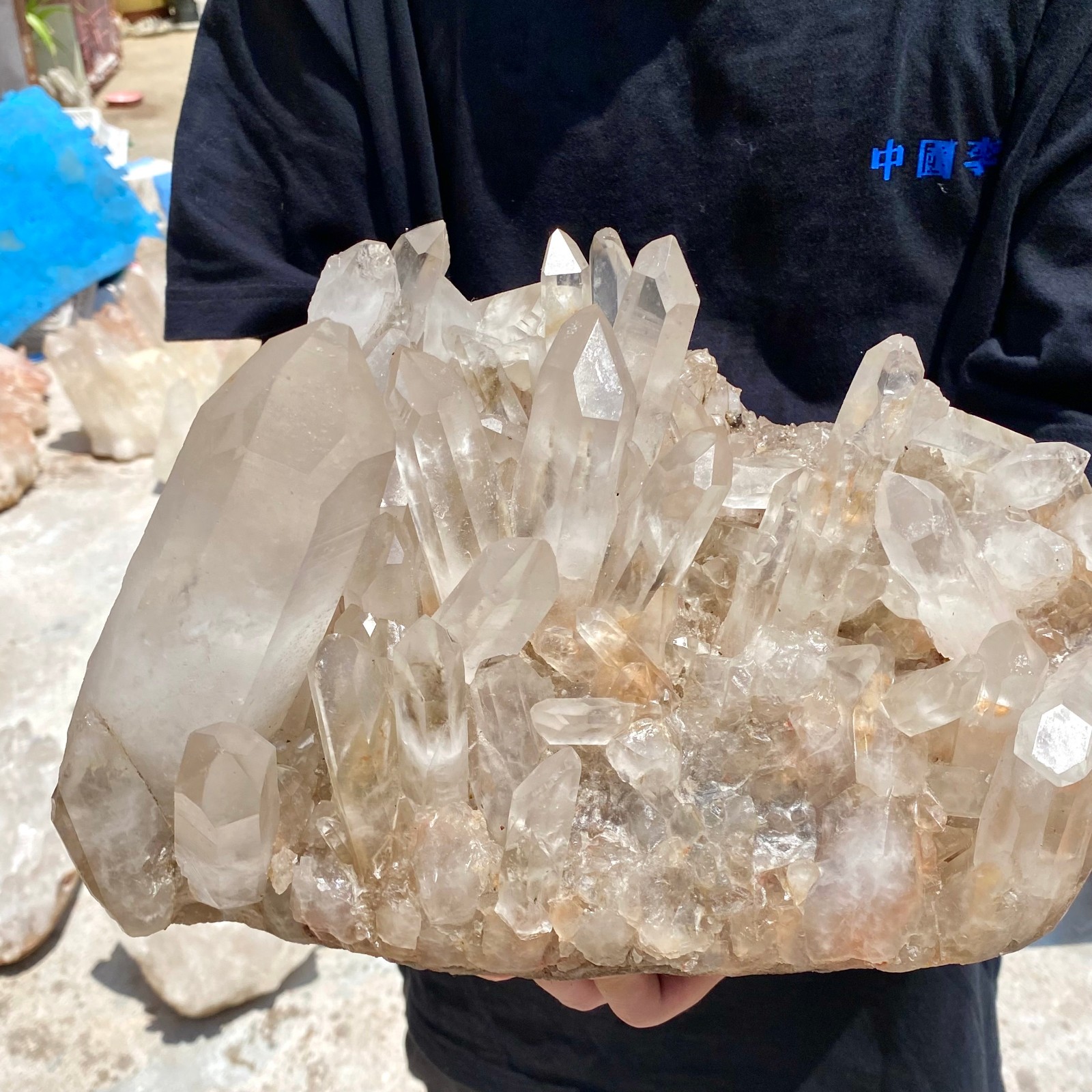 16.17LB Large Natural clear white Quartz Crystal Cluster wand point healing.