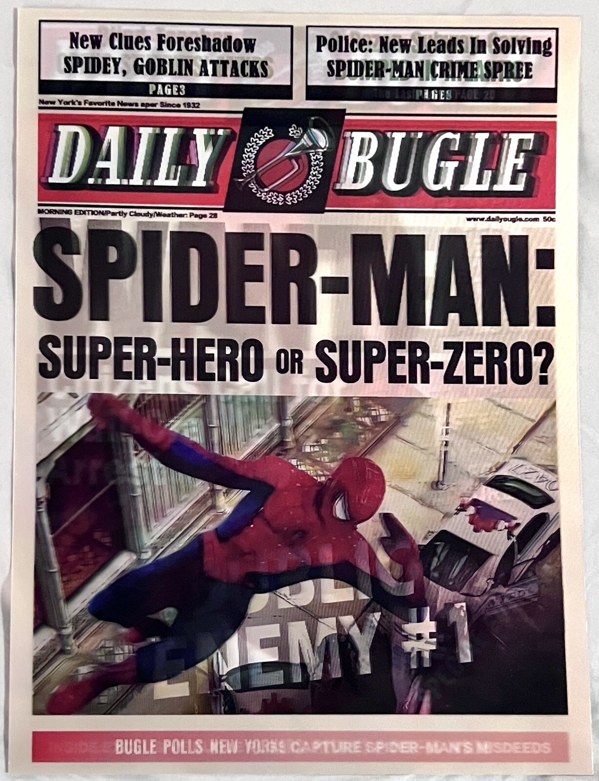Marvel,Spider Man,Poster 3D Effect, 3 images in one, 3D Lenticular Effect.