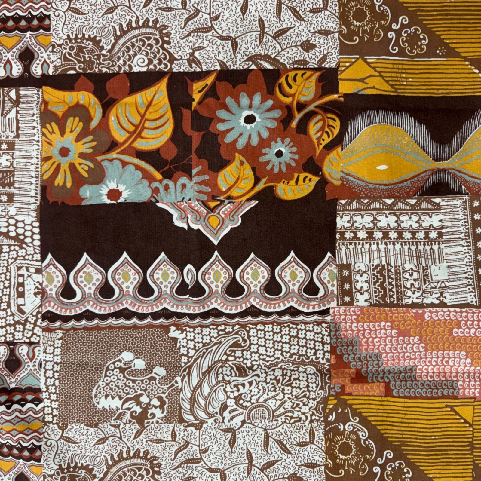 Vintage Patchwork Batik Tablecloth Rectangle Global Eclectic Boho 84×58 Fabric