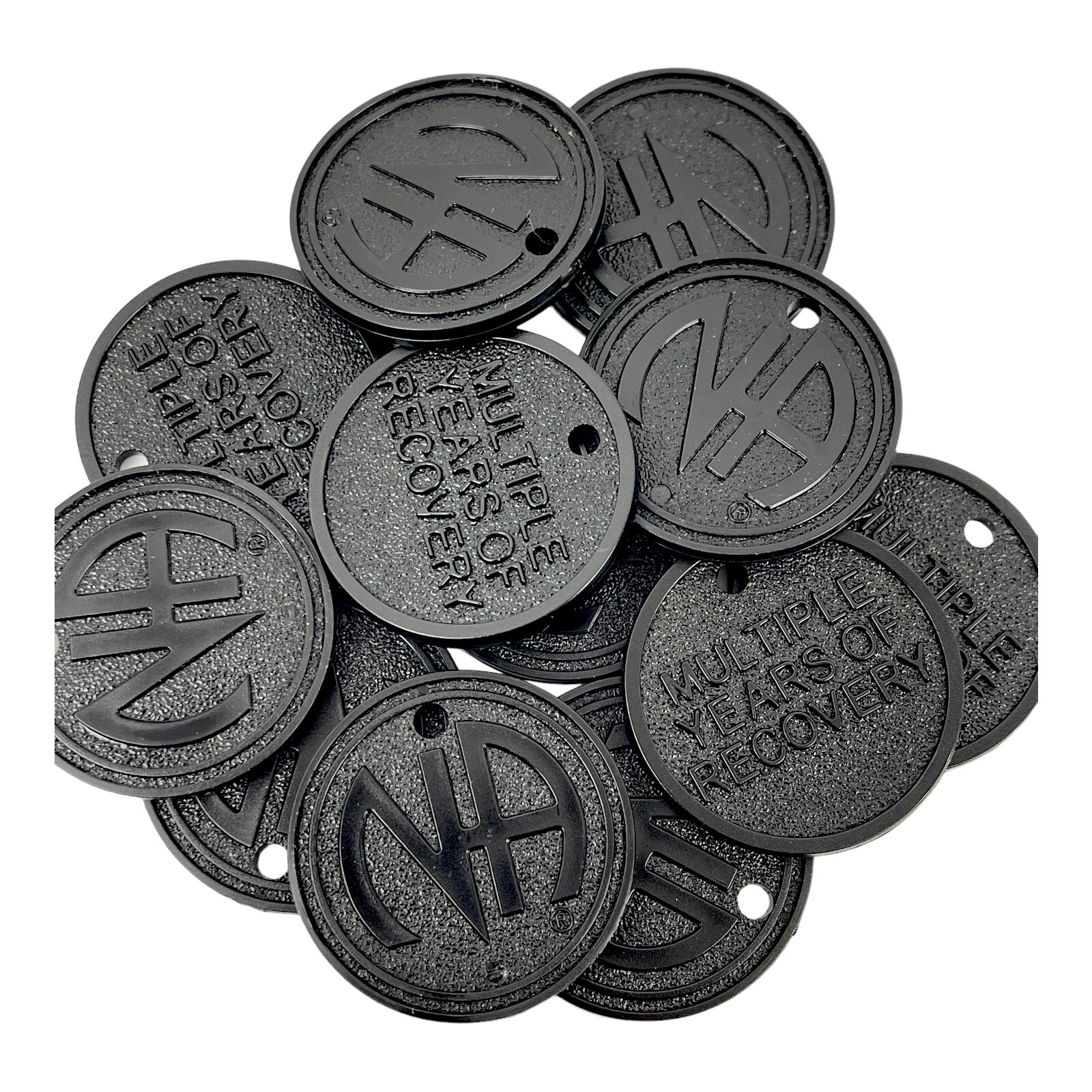 Narcotics Anonymous Chip Key Chain Black Multiple Years Anniversary 12 Piece