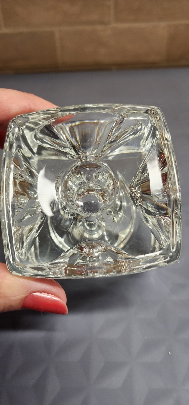 Peill & Putzler (?) Candlestick Ice Cube Glass Candle Holder beautiful