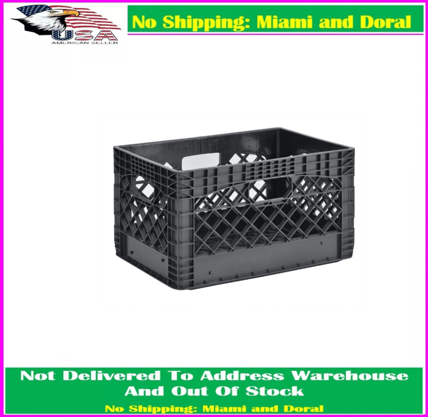 Juggernaut Storage 24QT Plastic Heavy-Duty Milk Crate, Black