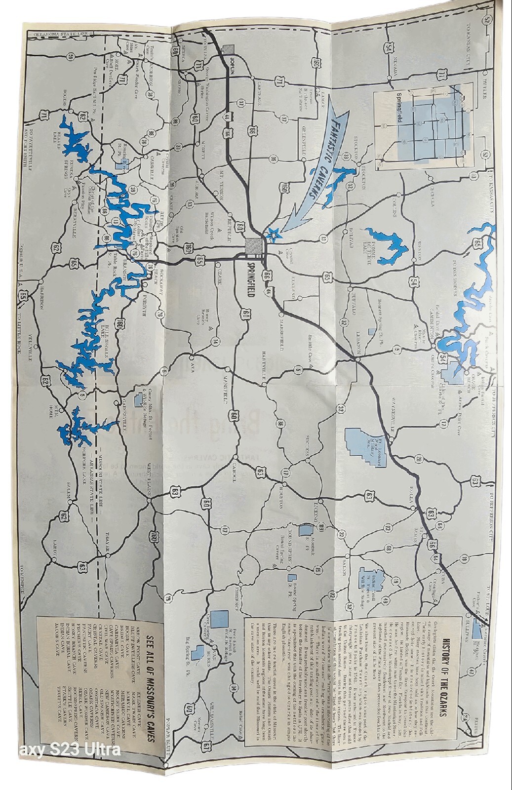 Ride Trough Fantastic Caverns Springfield Missouri Vintage Brochure & Map 1960’s