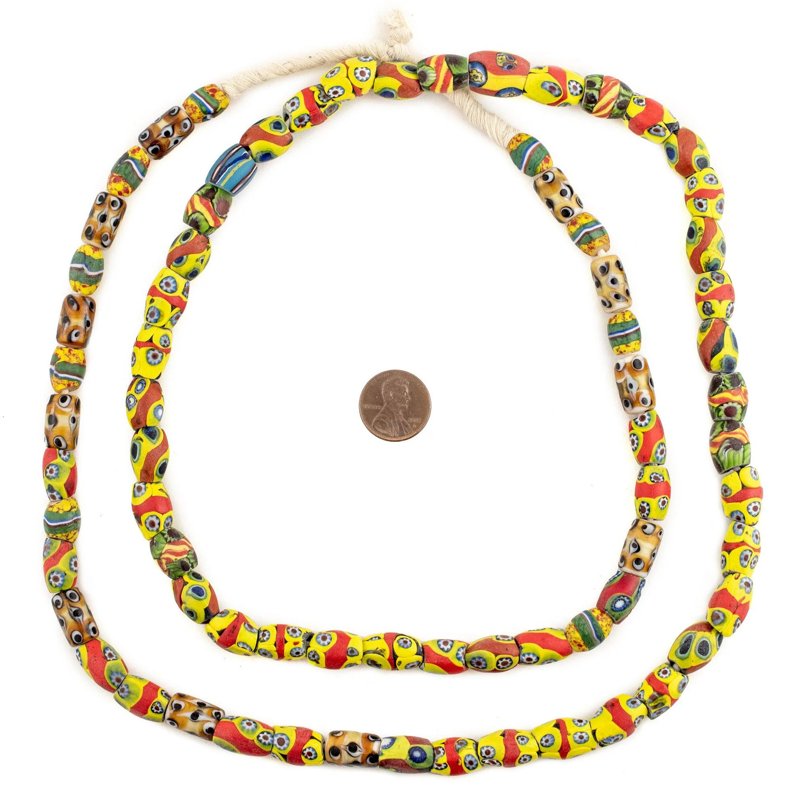 Oval Antique Venetian African Millefiori Trade Beads #15890 10mm Ivory Coast