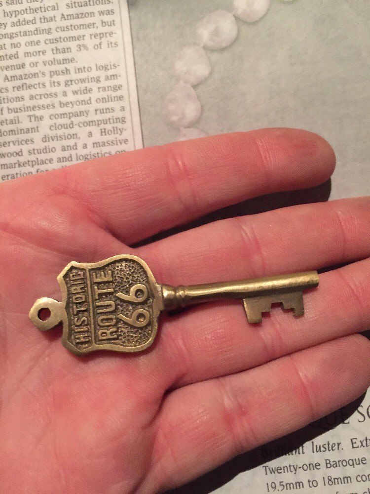Route 66 Collector Key Highway Interstate Road BRASS Car Truck Auto Americana