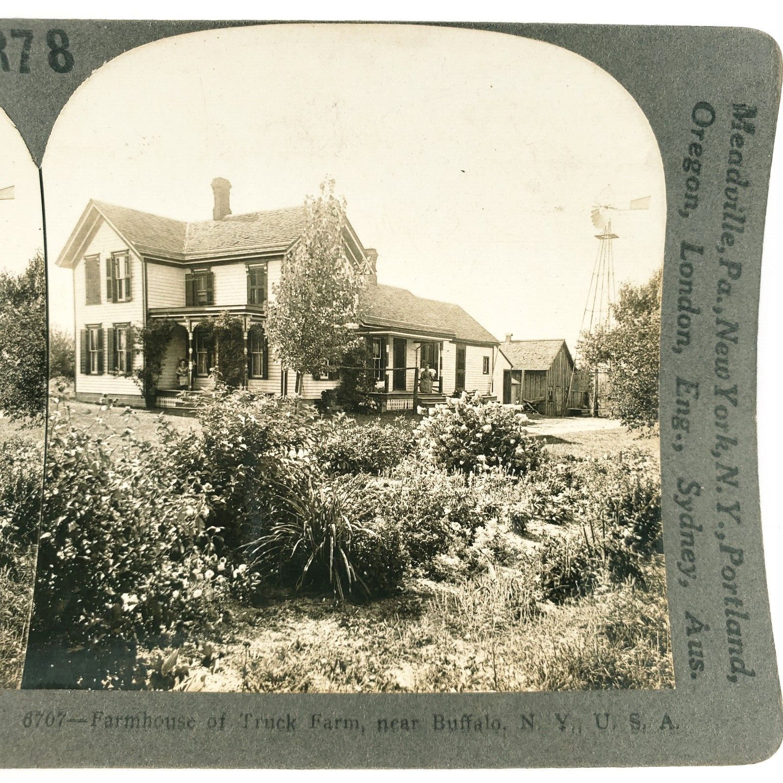 Buffalo NY Truck Farm House Stereoview 1920s New York State Windmill Photo B2663