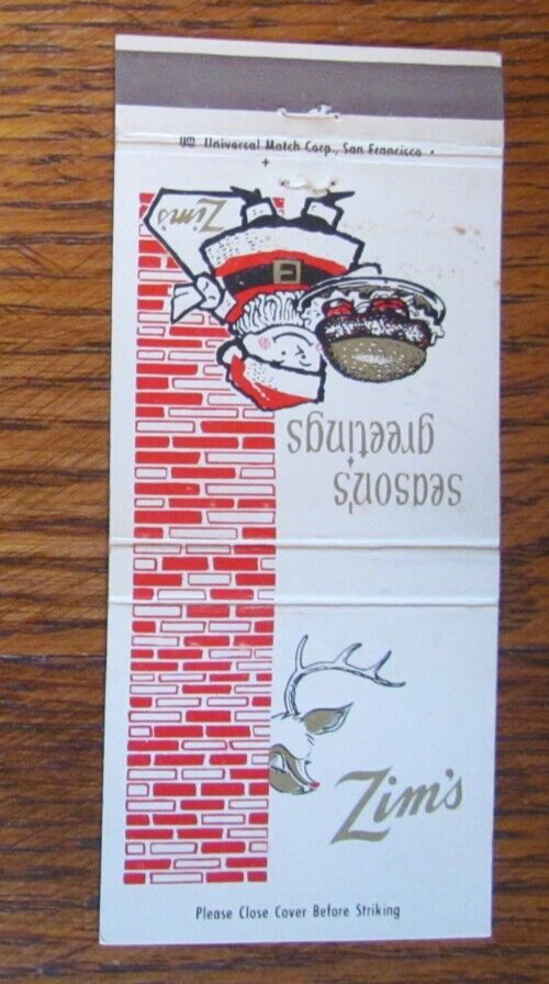 FICTIONAL CHARACTER MATCHBOOK COVER: SANTA CLAUS SAN FRANCISCO & SACRAMENTO -B4
