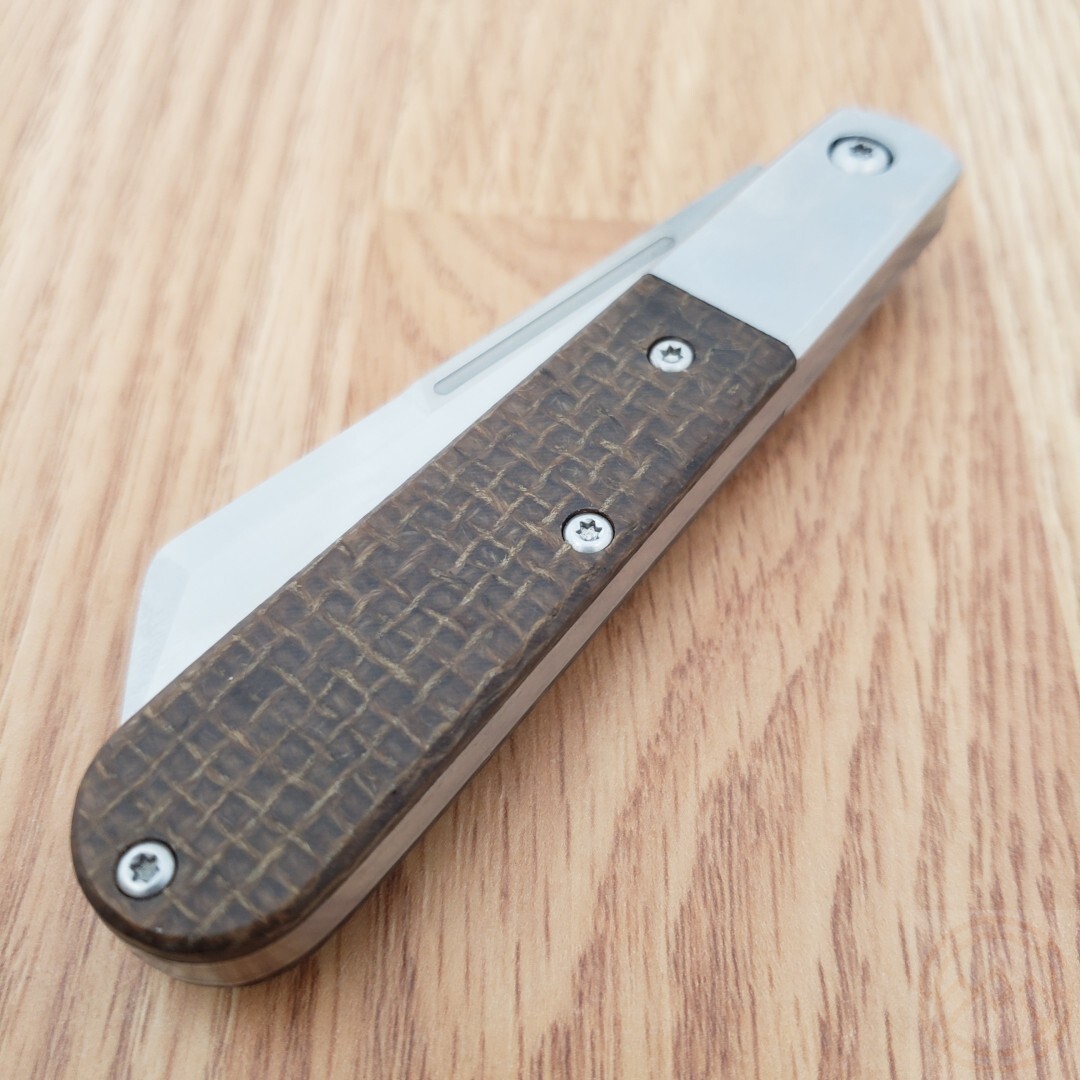 Queen Large Barlow Folding Knife Bohler M390 Steel Blade Brown Micarta Handle