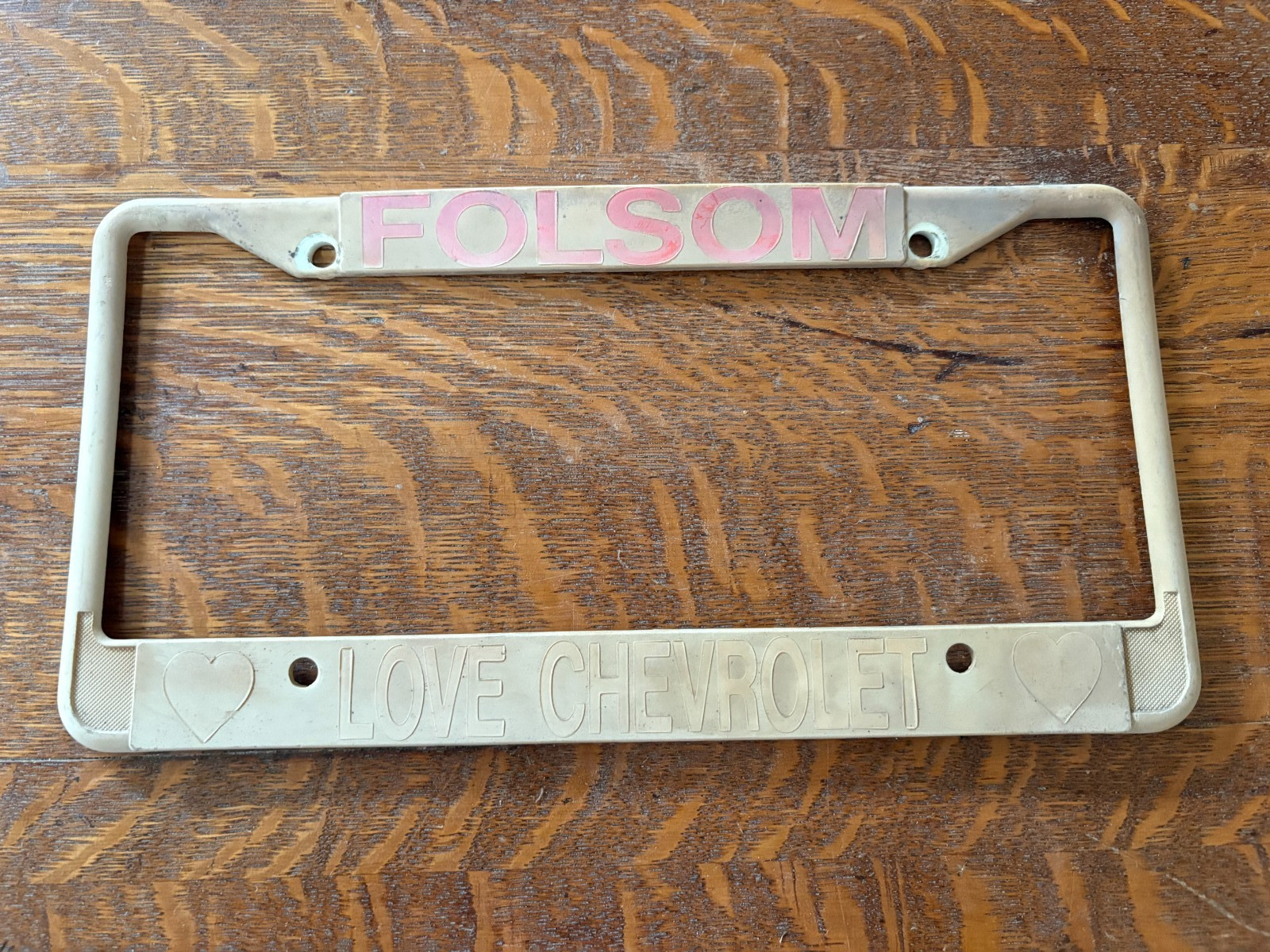 Plastic Love Chevrolet Folsom California Dealership License Plate Frame Chevy