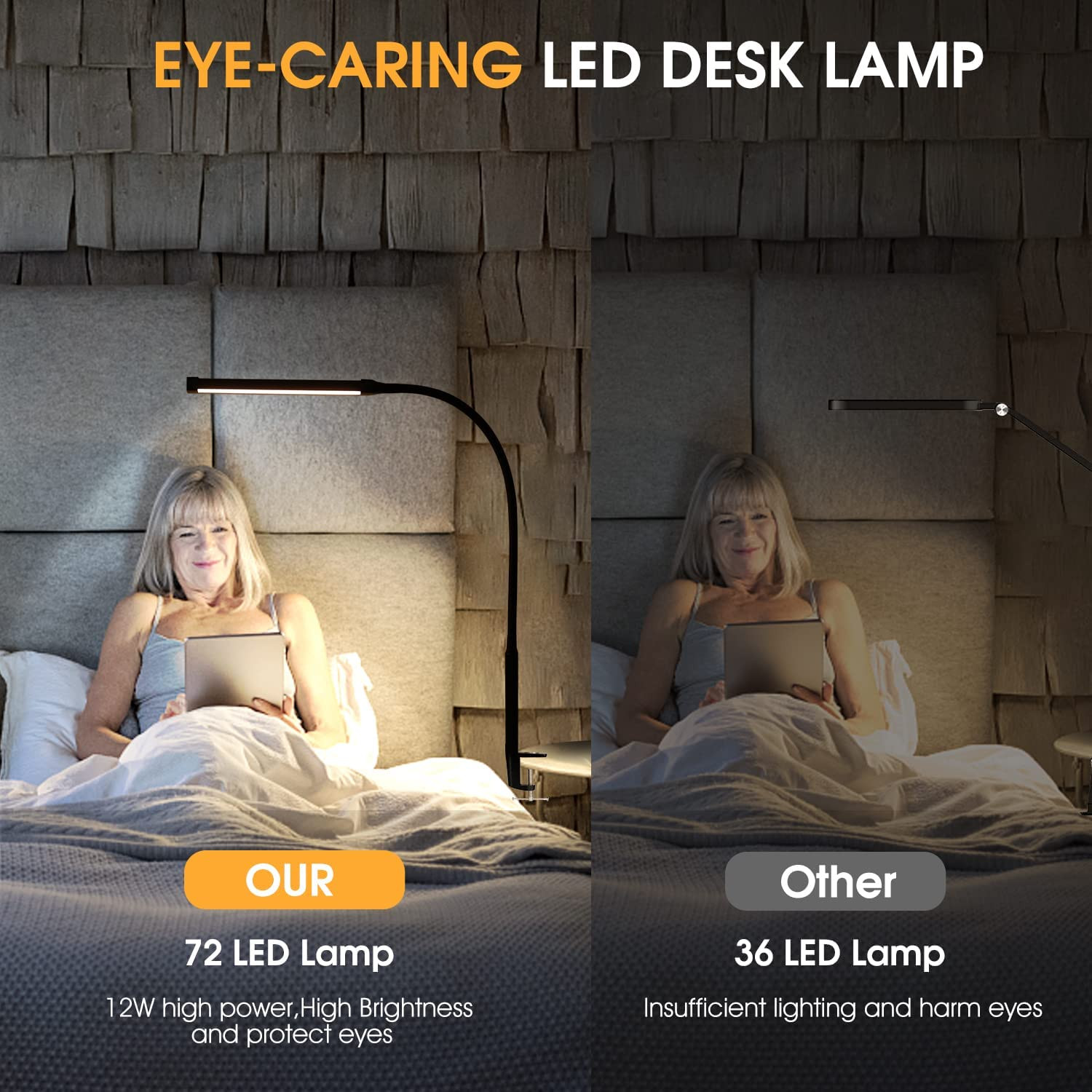 LED Desk Lamp with Clamp, Eye-Caring Clip on Lights for Home Office, 3 Modes 10