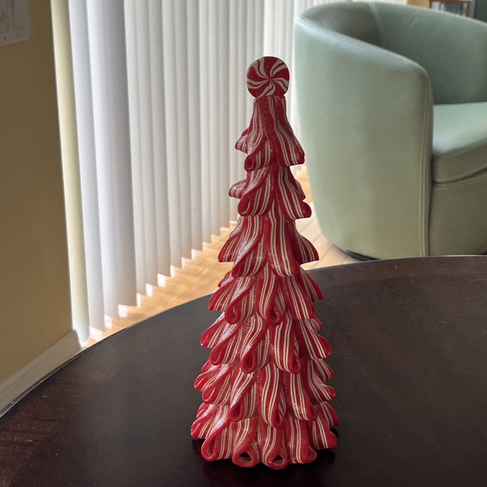 Red And White Peppermint Candy Christmas Tree Table Decor – 12”