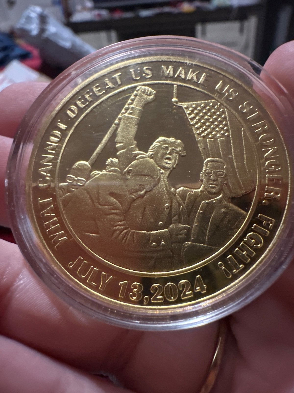 2024 President Trump “Fight, Fight, Fight” Survivor Commemorative Gold Coin NEW