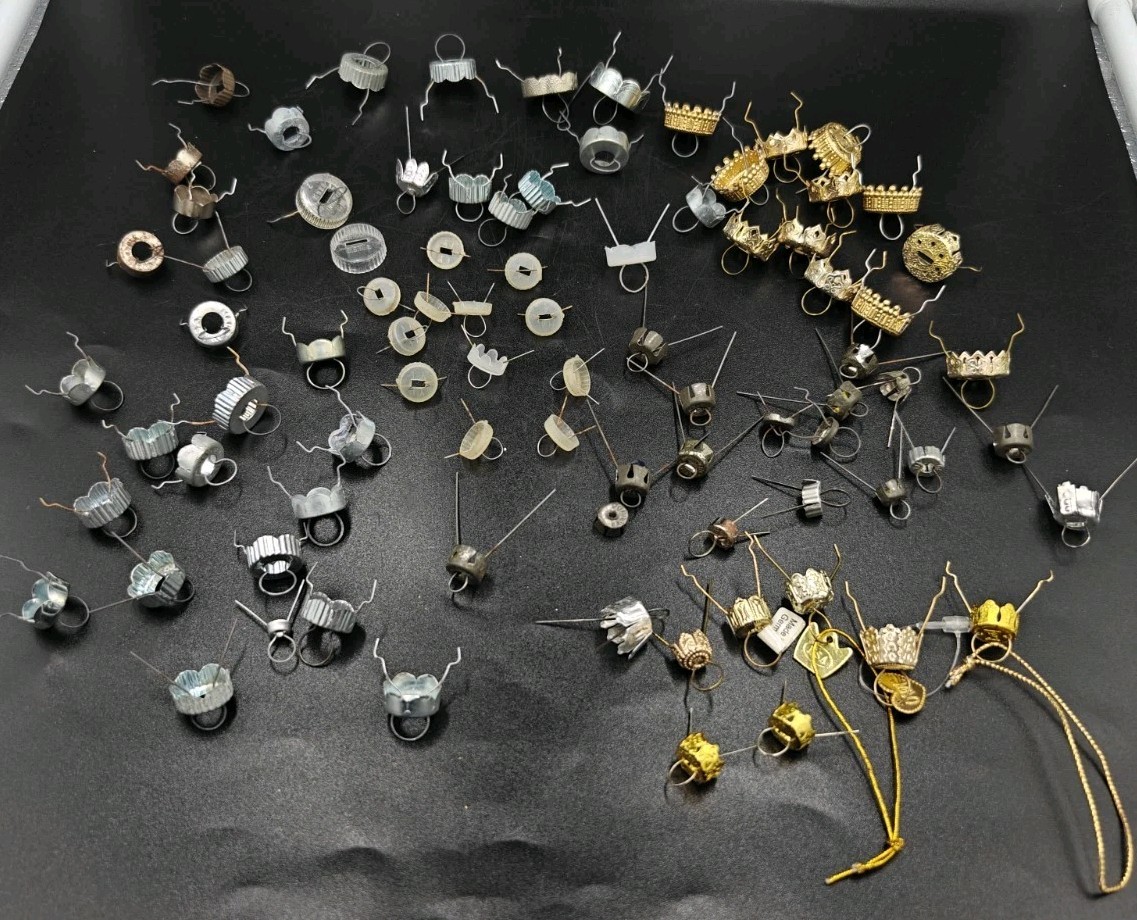 80+ Lot Assorted Vintage Metal & Plastic Christmas Ornament Caps Tops