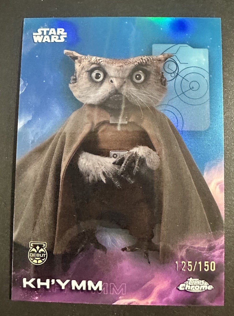 2025 Topps Chrome Star Wars #74 Kh’ymm — Skywalker Blue Refractor 125/150 Debut