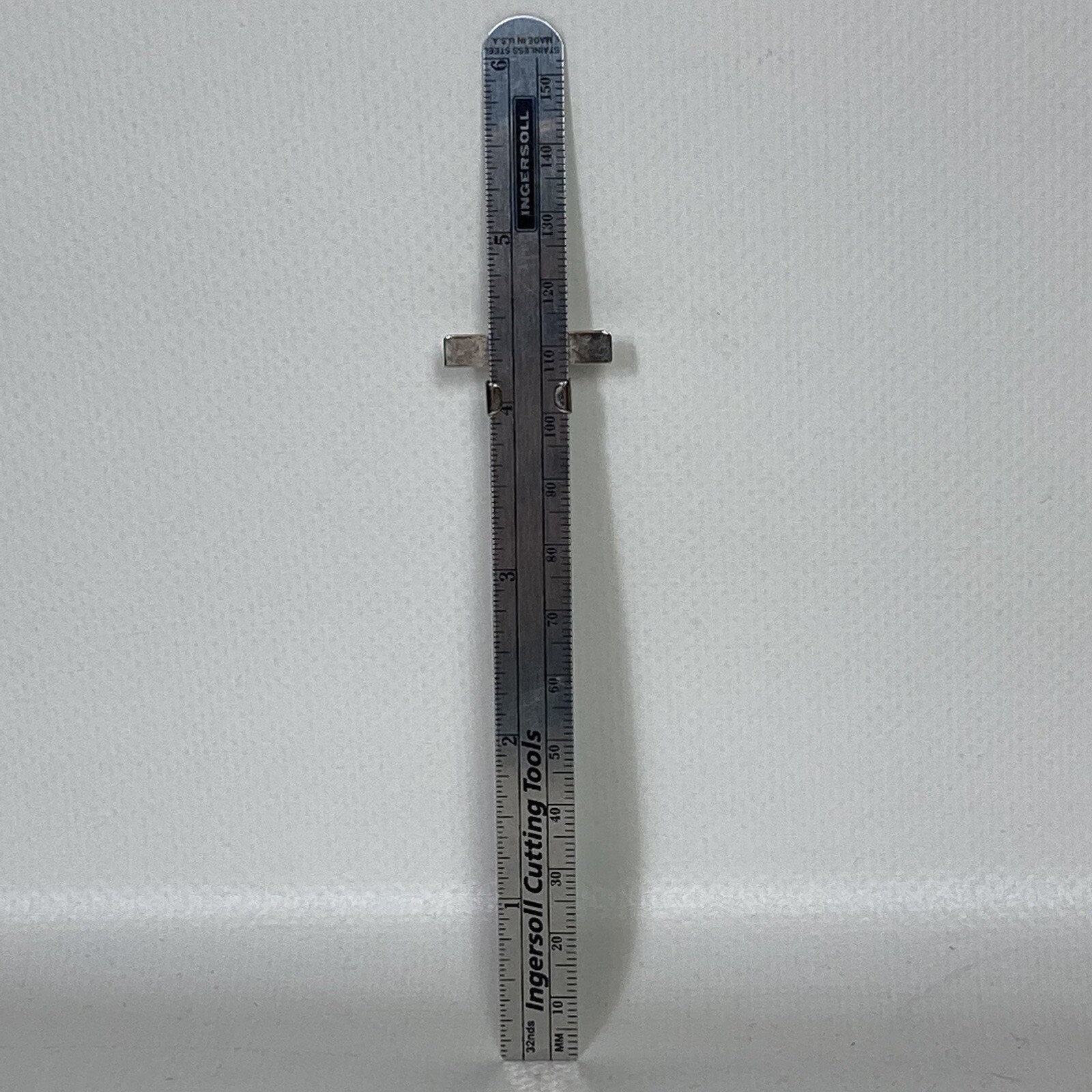 VTG 6″ Ingersoll Cutting Tool Executive Pocket Ruler Sliding Clip Depth Gauge