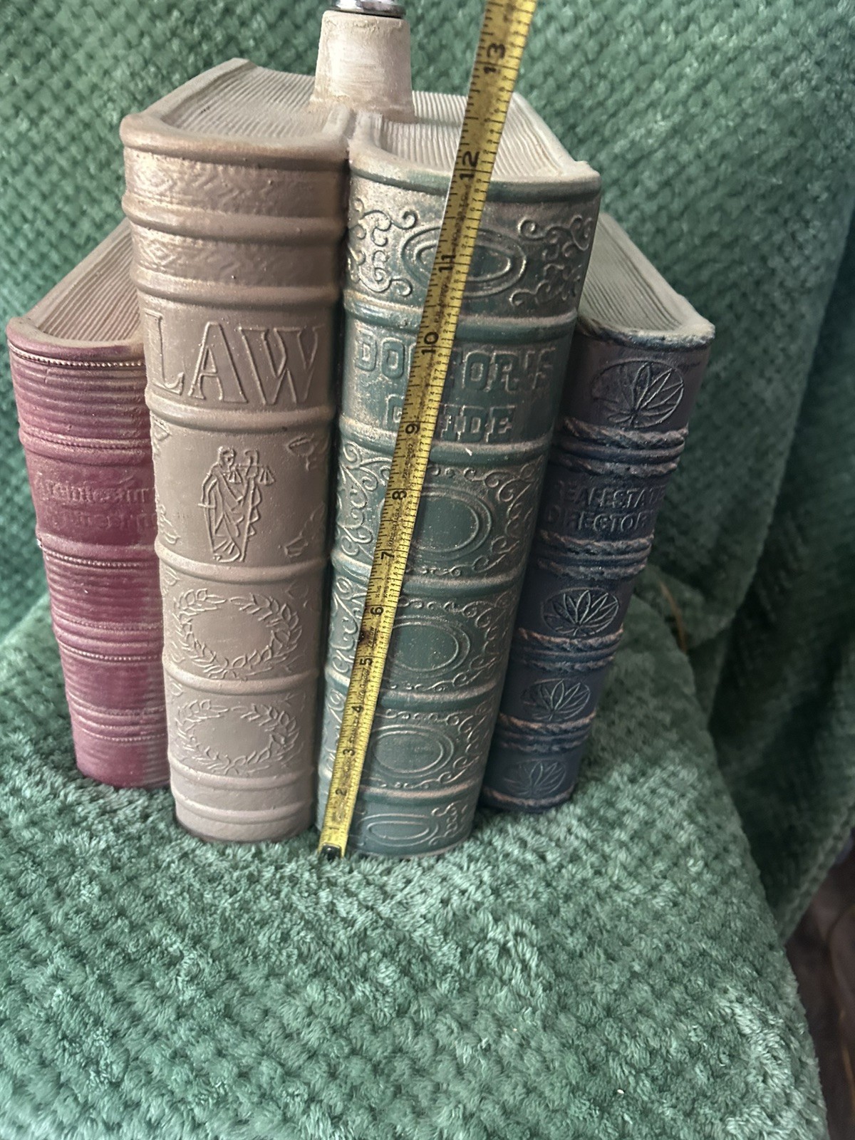 Vtg Elite Mid-Century Modern Faux Book Stack library Style Table Lamp