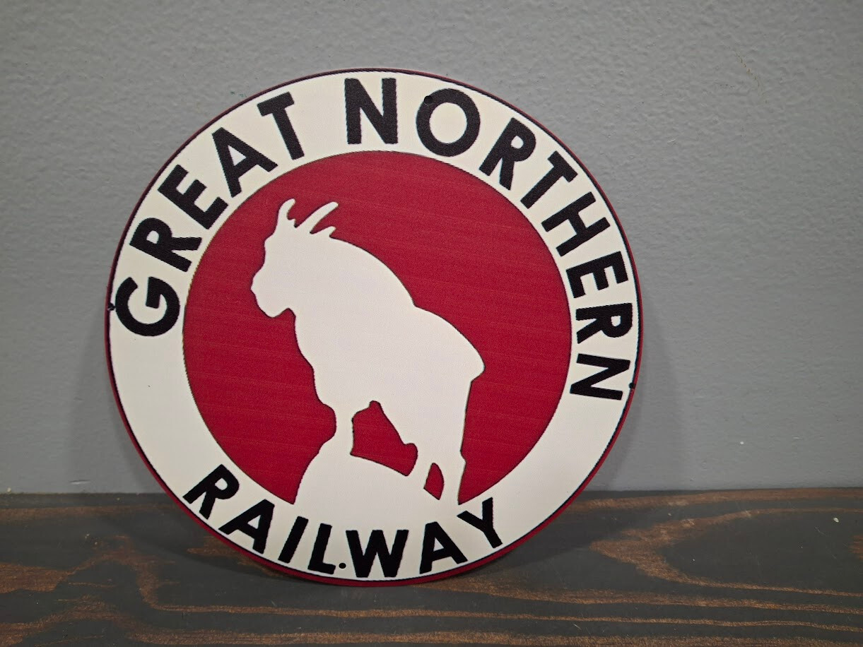 GREAT NORTHERN RAILWAY 8 inch Round Metal Sign Railroad