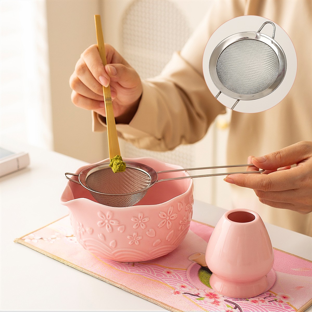 7 Pcs Matcha Making Kit Ceramic Japanese Matcha Bowl Whisk Set Easy to Clean US