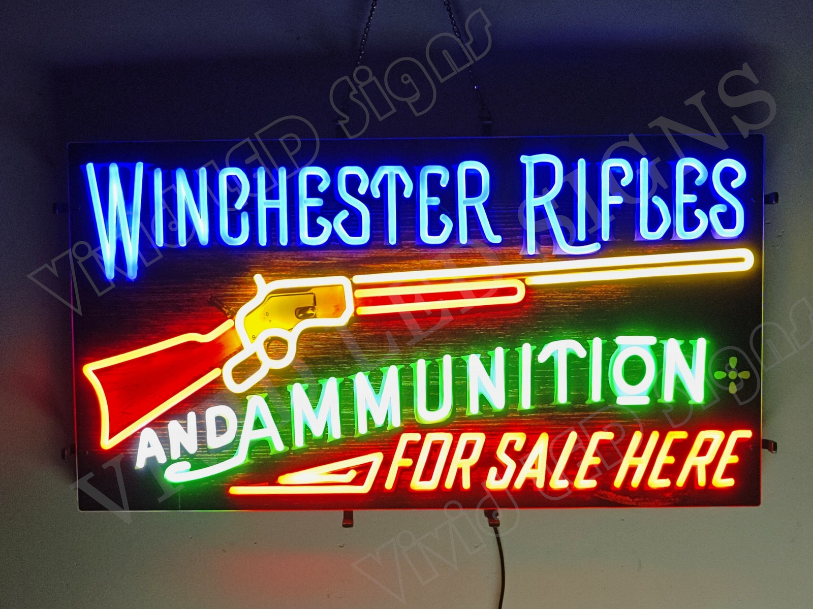 Winchester Rifles Ammunition Sale 30″ Vivid LED Neon Sign Light Lamp With Dimmer