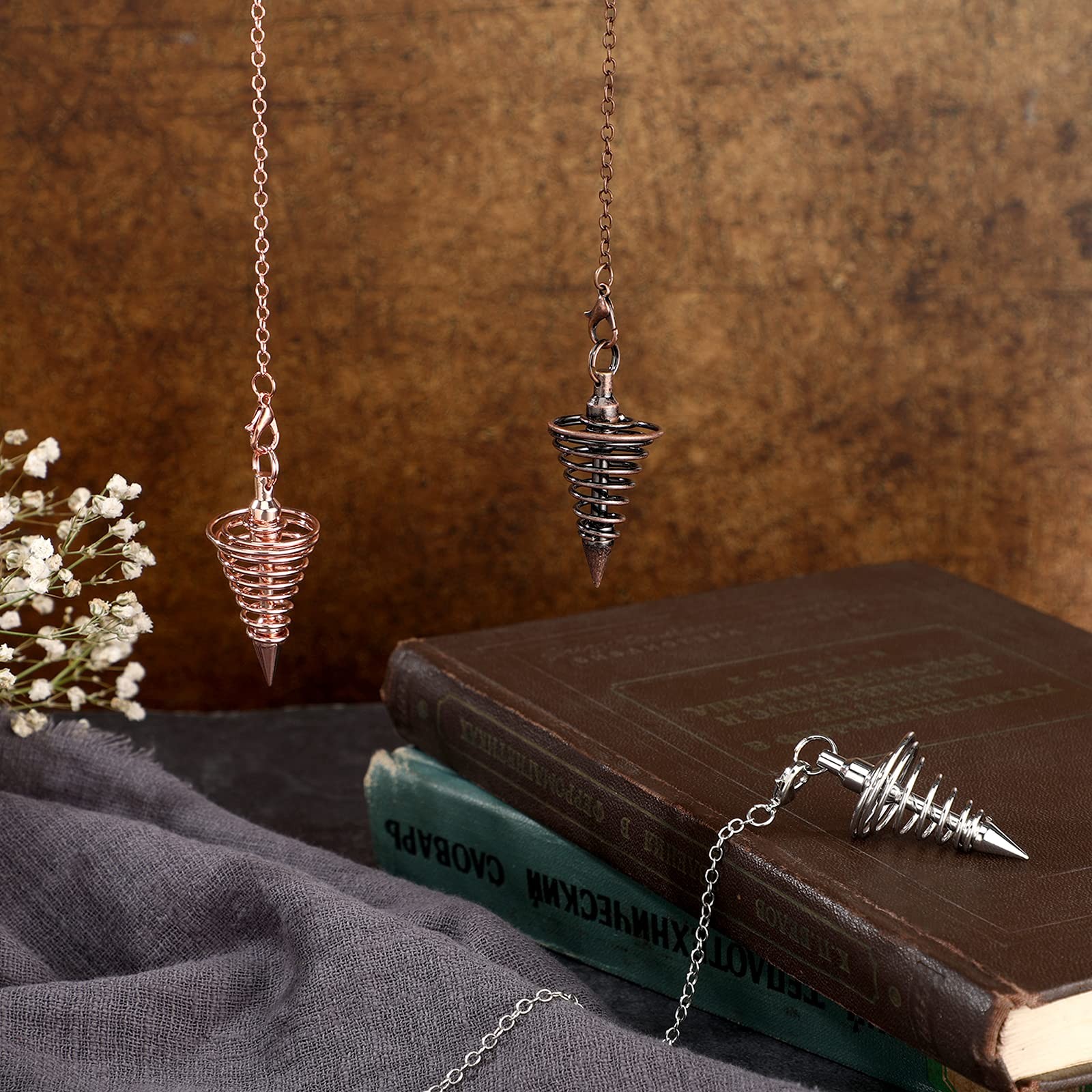 3 Pieces Copper Metal Dowsing Pendulum Divination Dower Reiki Healing Pendulum C