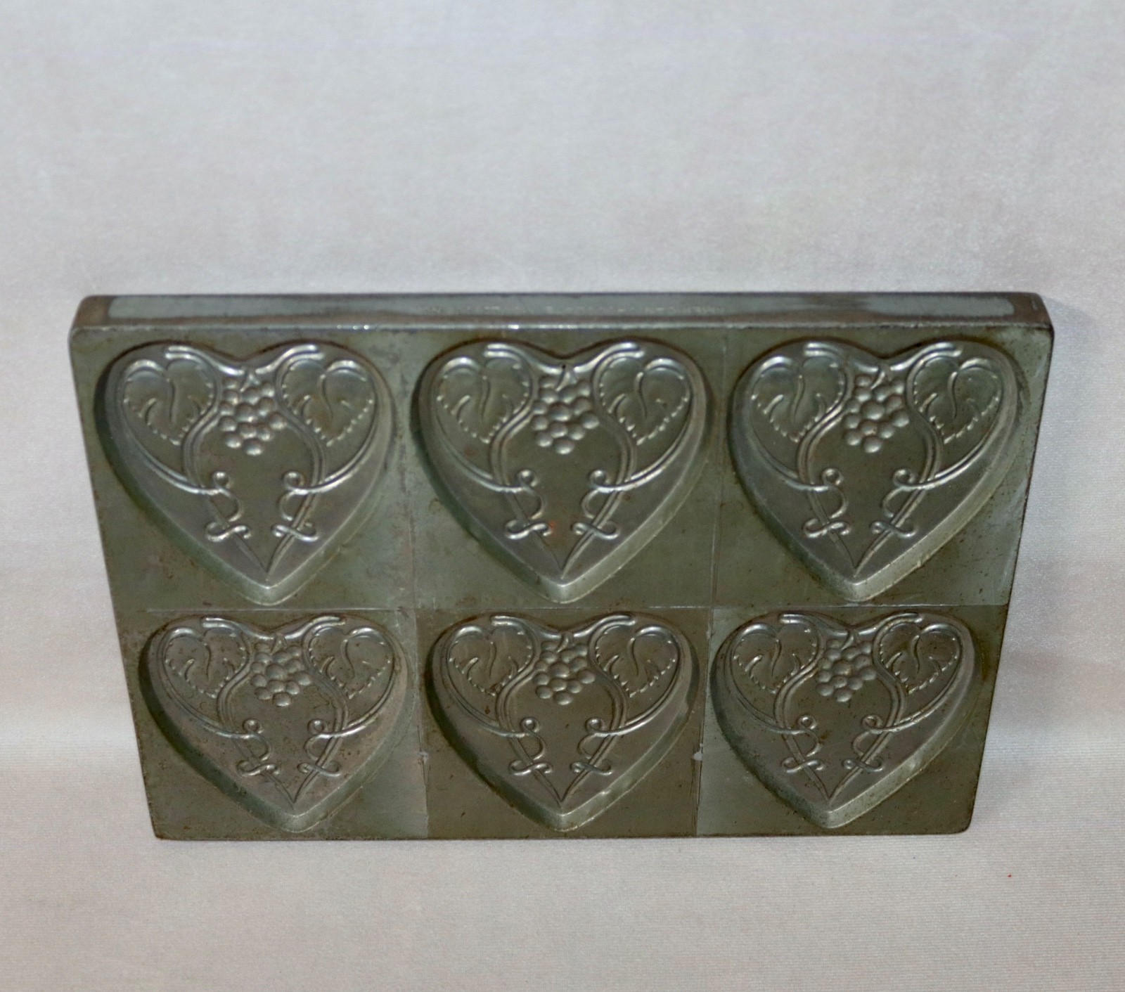 Heart With Grape Cluster & Vines 6 Chocolate Candy Metal Mold