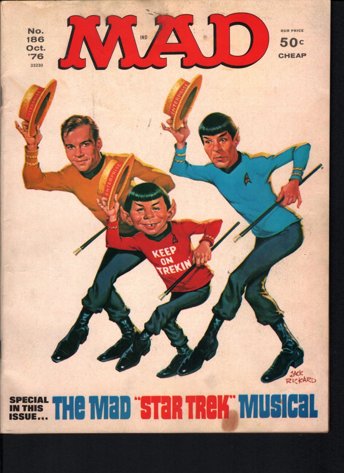 MAD Magazine – October 1976 Issue #186 Star Trek Musical Keep on Trekkin