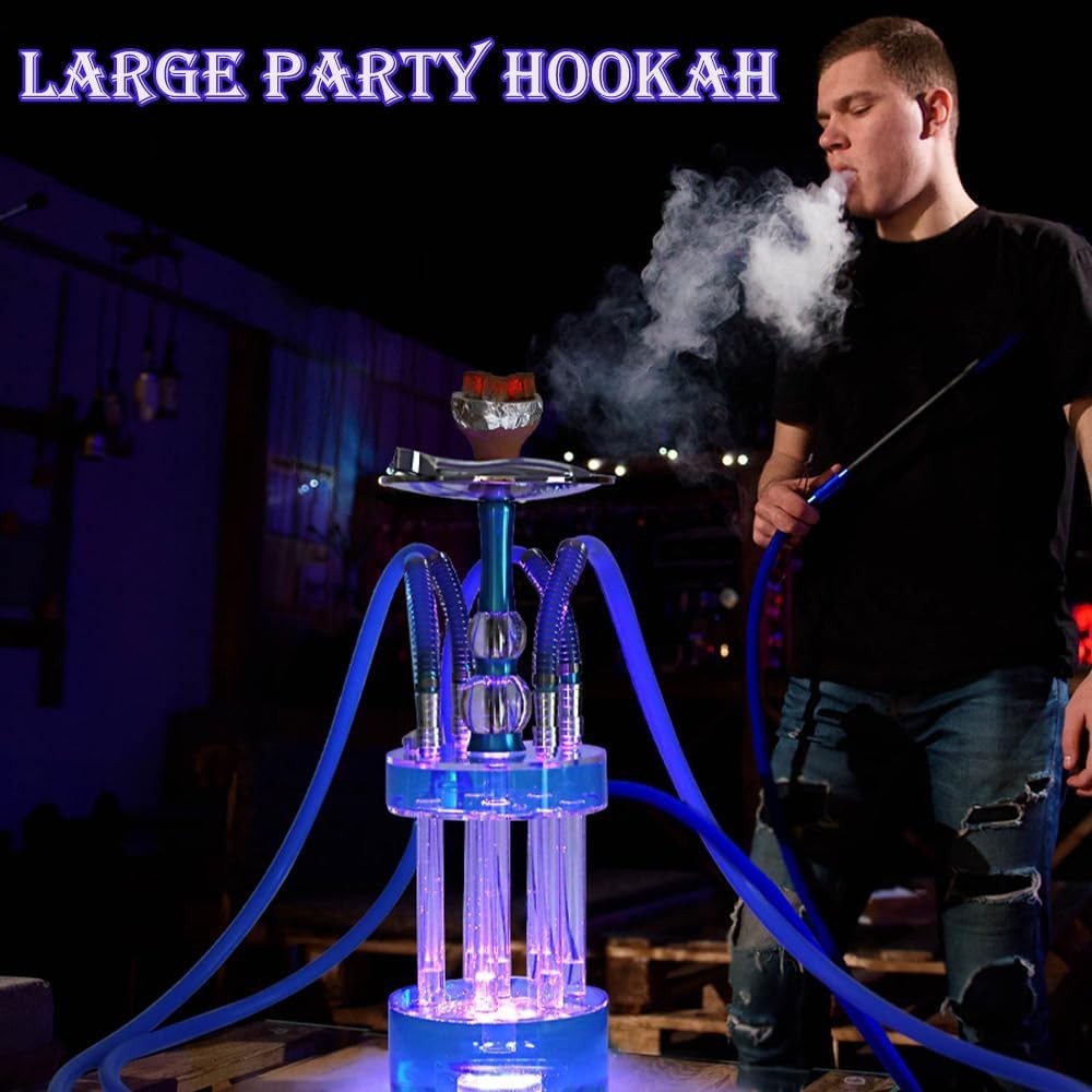 4 Hose Hookah Set，Large Party LED Hookahs, Modern Fountain Design Shisha kit …