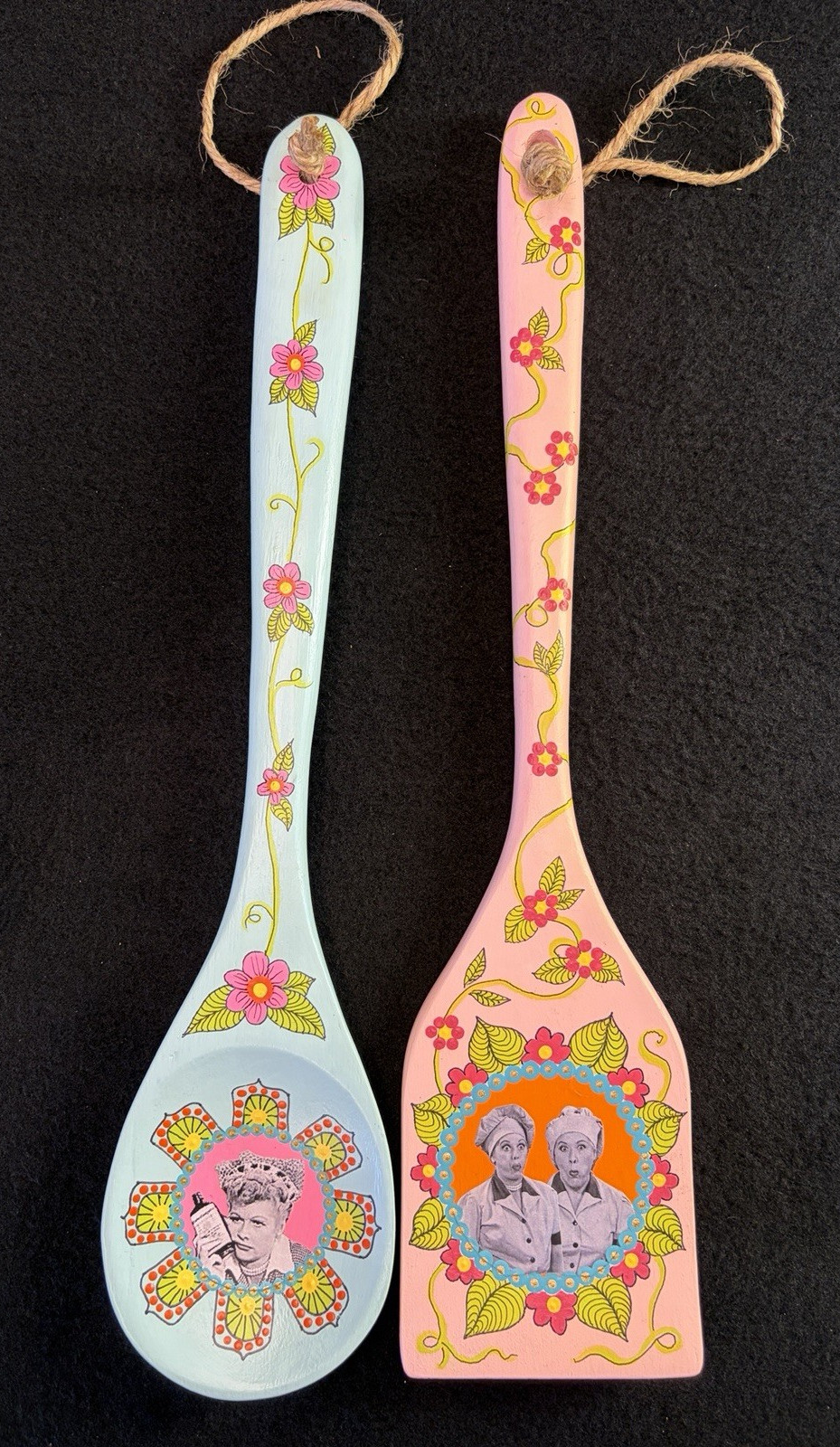 Hand Painted Wooden Utensils I Love Lucy Set Of 2 Kitchen Decor Hanging
