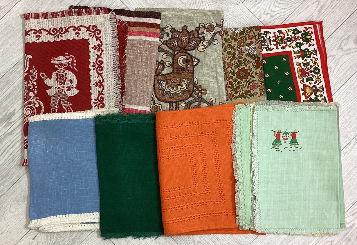 Job Lot 20 Vintage Retro Place Mats Cotton Linen #VH