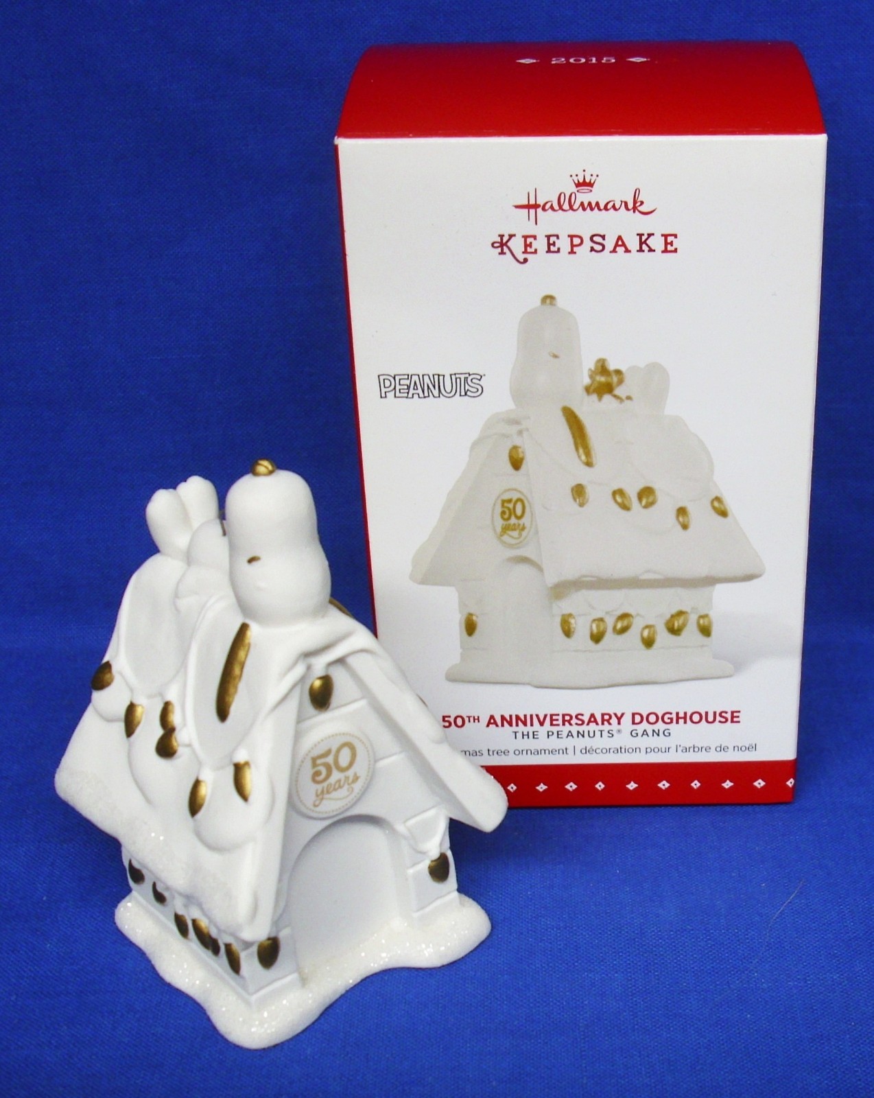 Hallmark Peanuts Gang Ornament 50th Anniversary Doghouse 2015 Snoopy Woodstock M