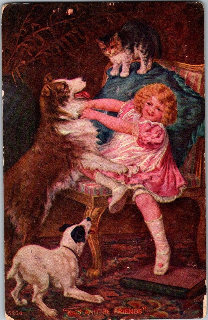 Vintage Victorian Postcard 1906 All Occasions – “Kiss and Be Friends”