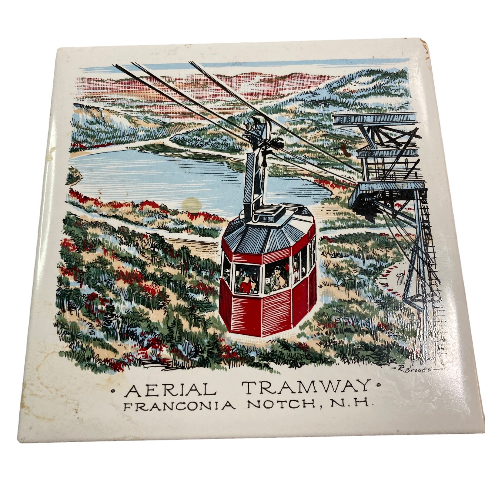 Screencraft Aerial Tramway Trivet Home Franconia NH Wall Hanging Tile Frame
