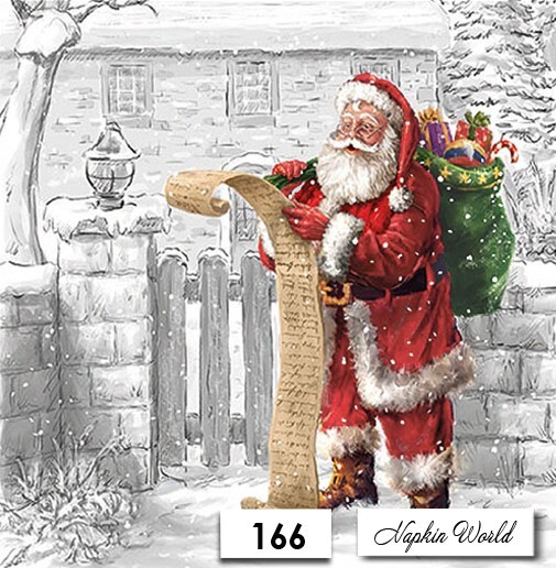 (166) TWO Paper LUNCHEON Decoupage Art Craft Napkins – SANTA’S LIST CHRISTMAS