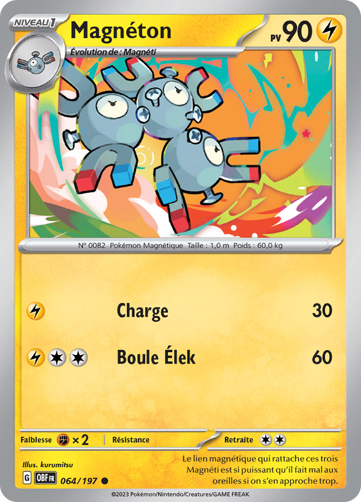 Pokemon Card Magneton 064/193 Common Obsidian Flames