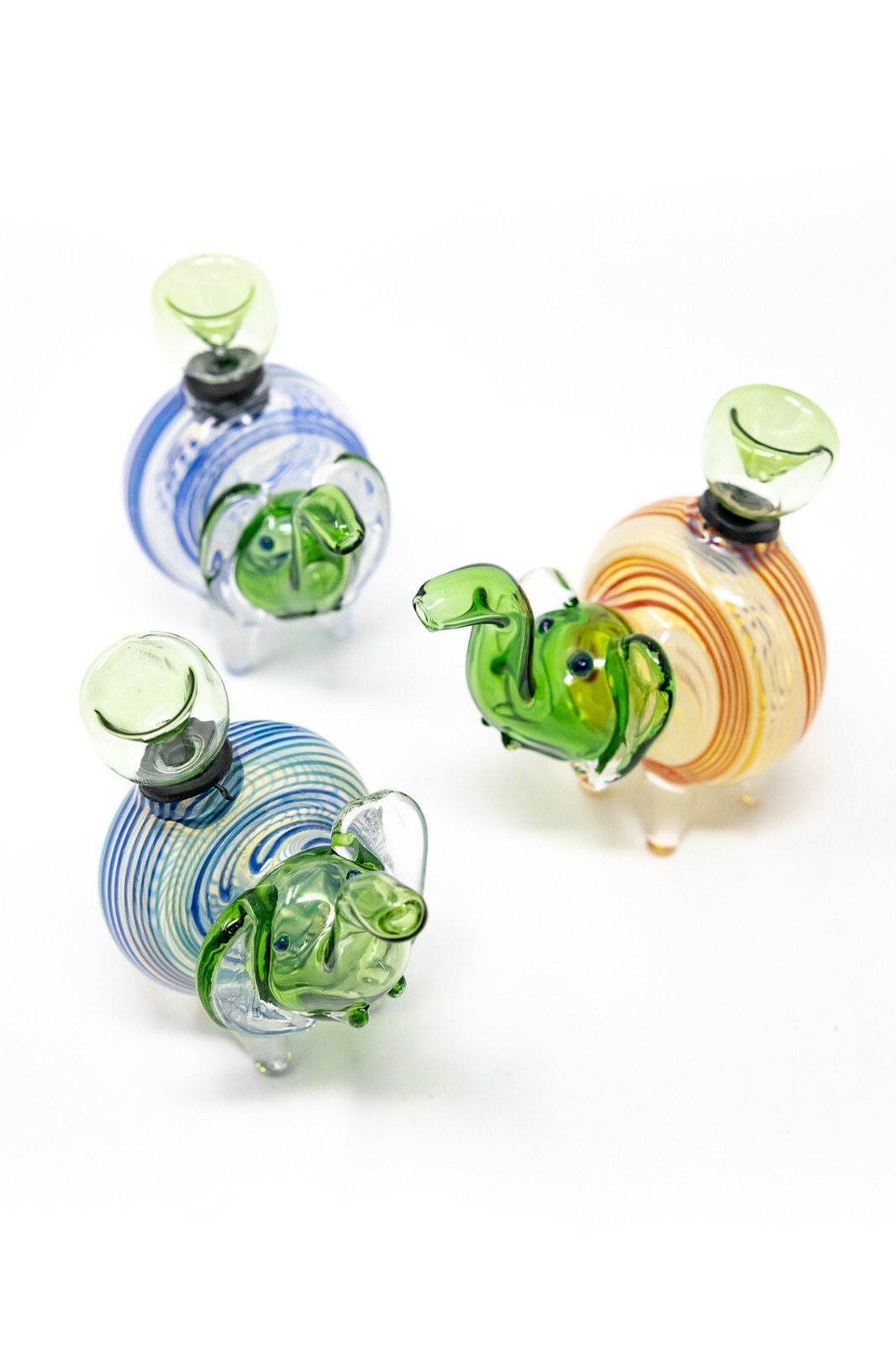 4″ Collectible Green Swirl Elephant TOBACCO Glass Hand Smoking Pipe w/ Bowl Pc