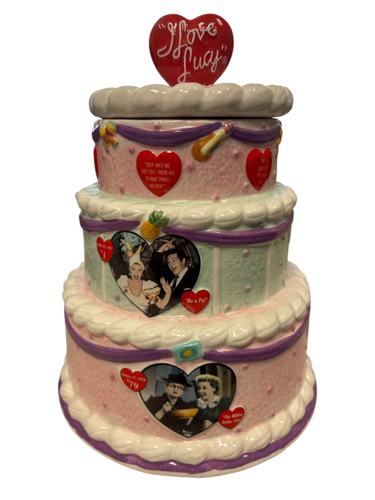 I Love Lucy Cookie Jar 50th Anniversary Cake Ceramic 11″ 2nd Edition