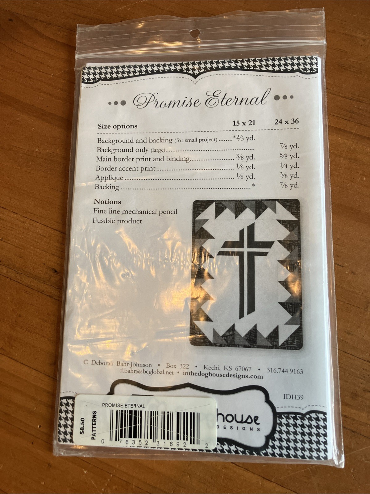 Quilt Pattern, Wall Hanging, Promise Eternal, Doghouse Designs, Cross