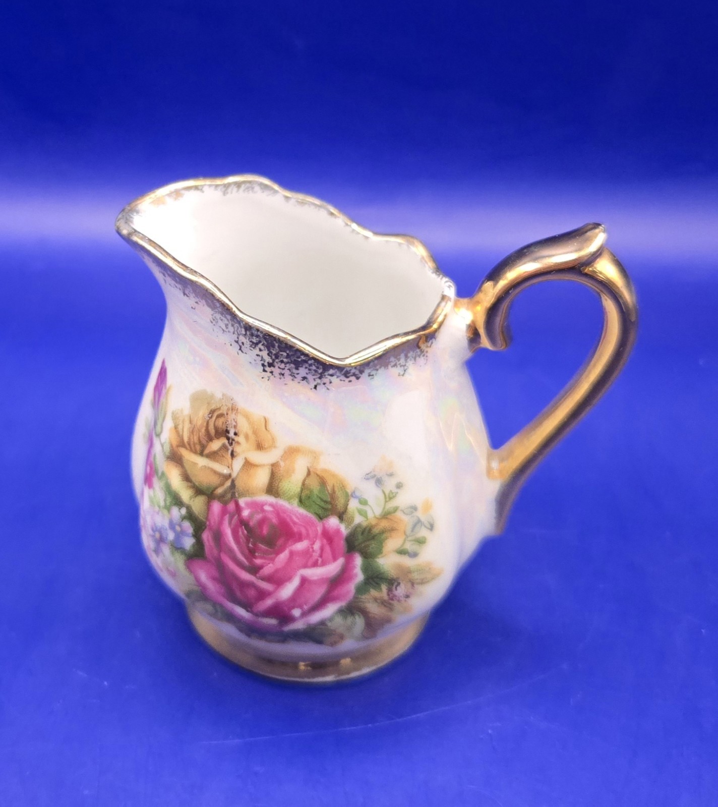 Vtg Ucagco Ceramic Rose Pattern Sugar Bowl w/Lid & Creamer Set ~ Made In Japan🌹