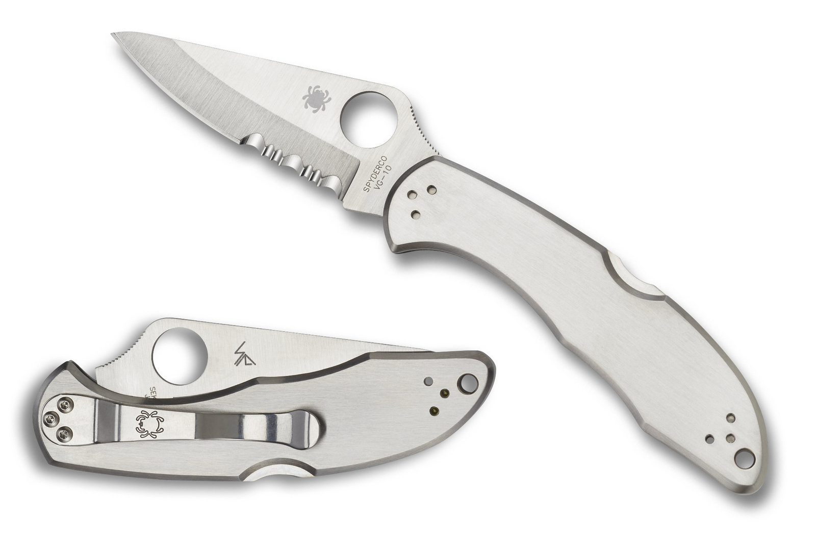 Spyderco Delica 4 Knife C11PS Combo Edge VG-10 Blade Stainless Steel Handle